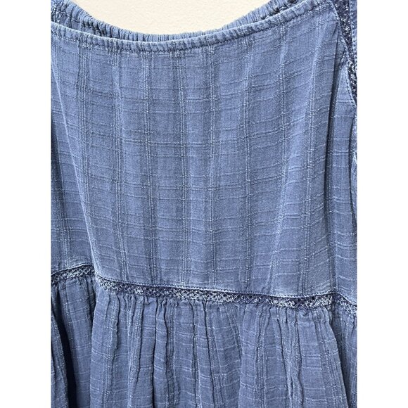 American Eagle Blue Chambray Puff Sleeve Square Neck Dress XS - Picture 7 of 12